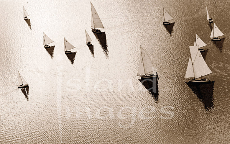 Island Yacht Photography in Sepia